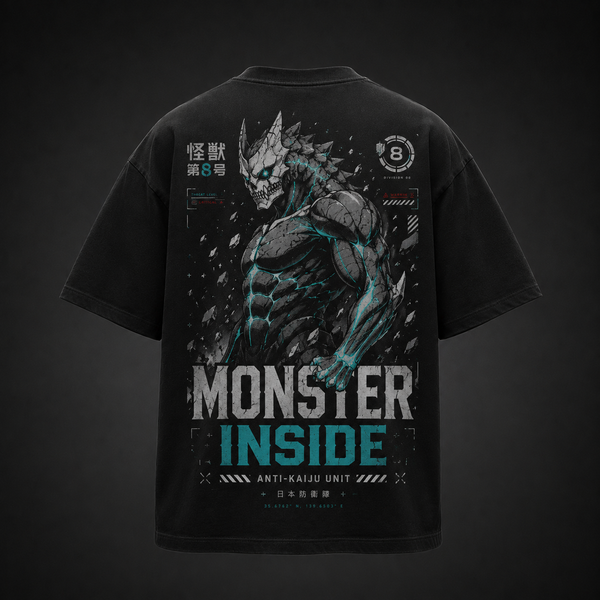 Black t-shirt with Kaiju No. 8 Monster Inside graphic – photo 1
