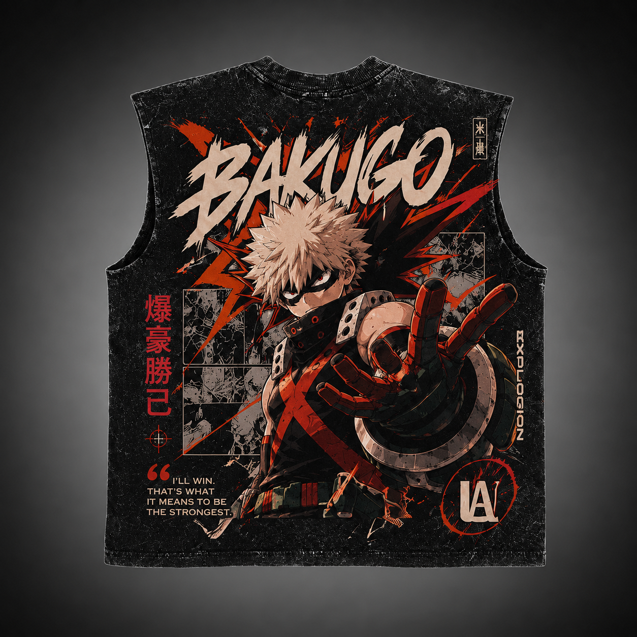 Washed black tank top with Katsuki Bakugo My Hero Academia Bakugo The Strongest graphic – photo 1