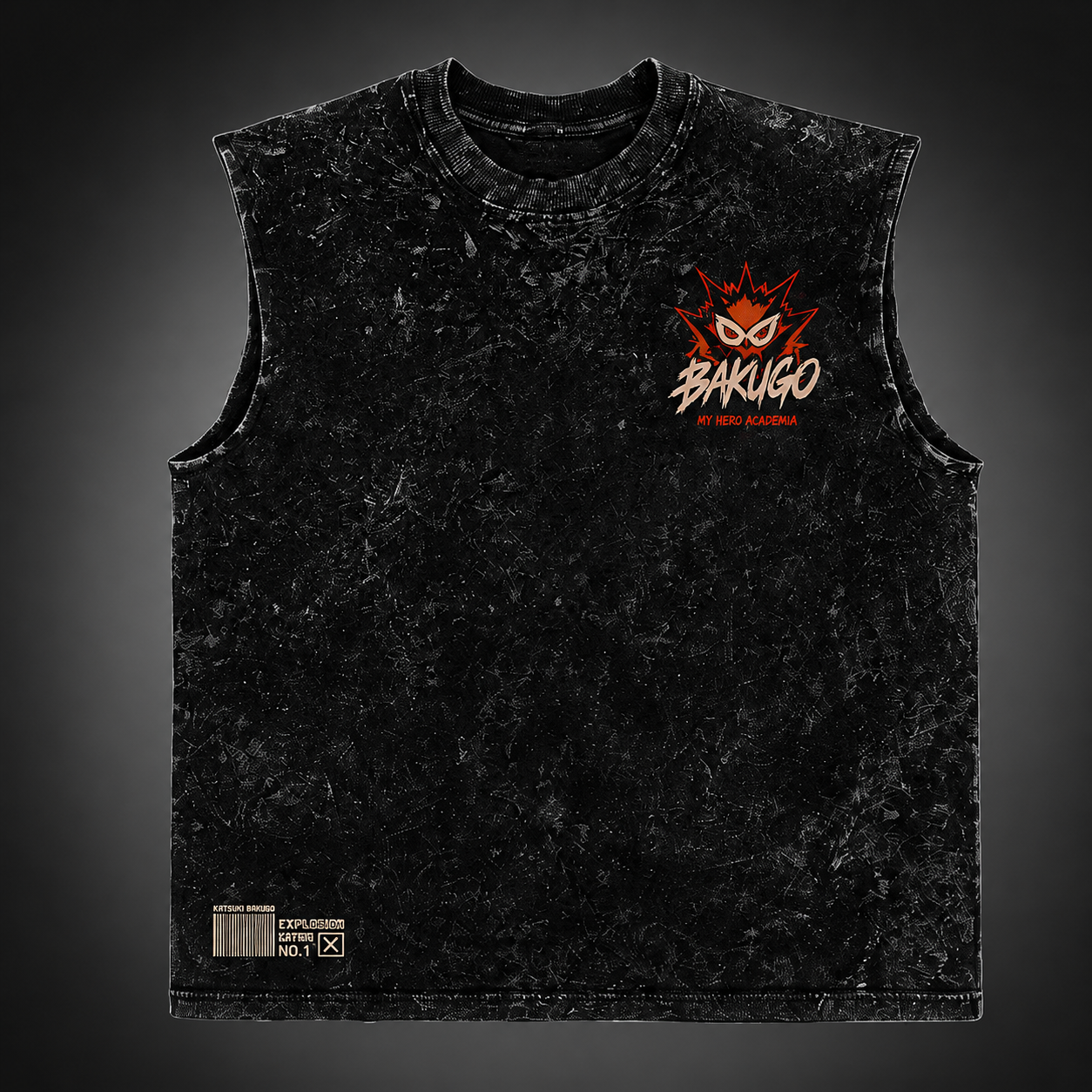 Washed black tank top with Katsuki Bakugo My Hero Academia Bakugo The Strongest graphic – photo 2