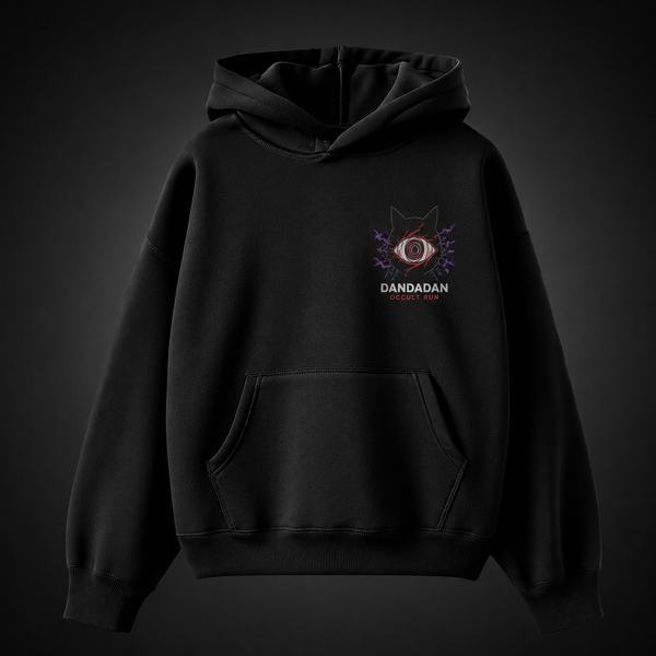 Black hoodie with Ken Takakura & Momo Ayase Dandadan Spirits And Aliens graphic – photo 2