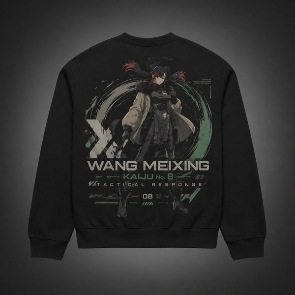 Black sweatshirt with Kikoru Shinomiya Kaiju No. 8 Tactical Response graphic – photo 1