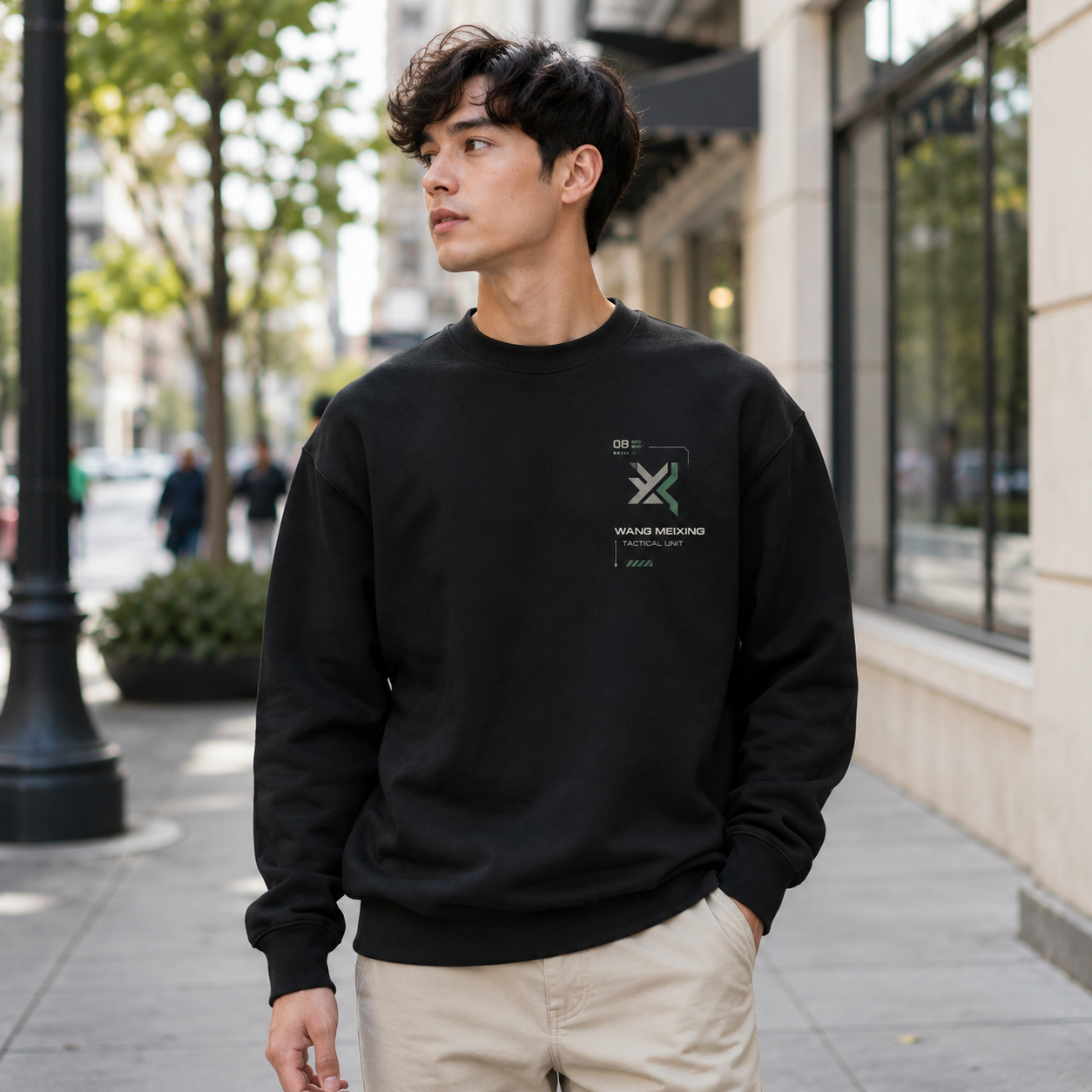 Black sweatshirt with Kikoru Shinomiya Kaiju No. 8 Tactical Response graphic – photo 4