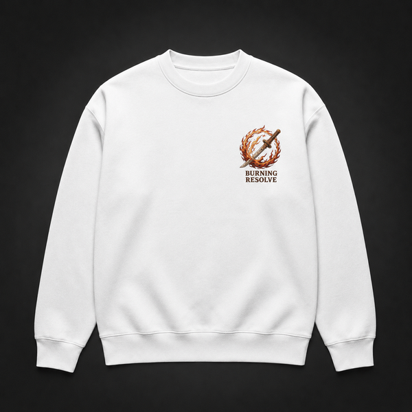 White sweatshirt with Kyojuro Rengoku Demon Slayer Heart Ablaze Flame graphic – photo 2