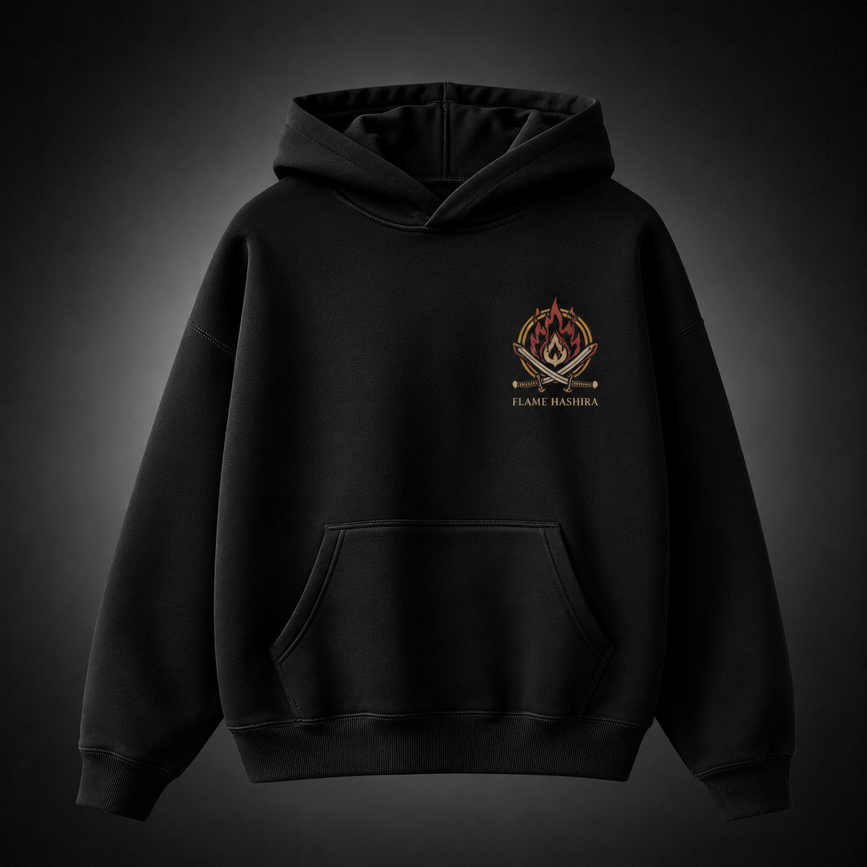 Black hoodie with Kyojuro Rengoku Demon Slayer Heart Ablaze graphic – photo 2