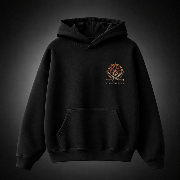 Black hoodie with Kyojuro Rengoku Demon Slayer Heart Ablaze graphic – photo 2