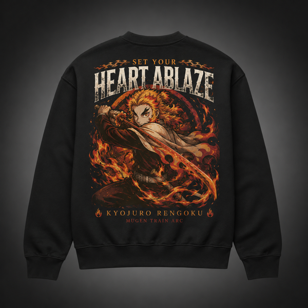 Black sweatshirt with Kyojuro Rengoku Demon Slayer Heart Ablaze Rengoku graphic – photo 1
