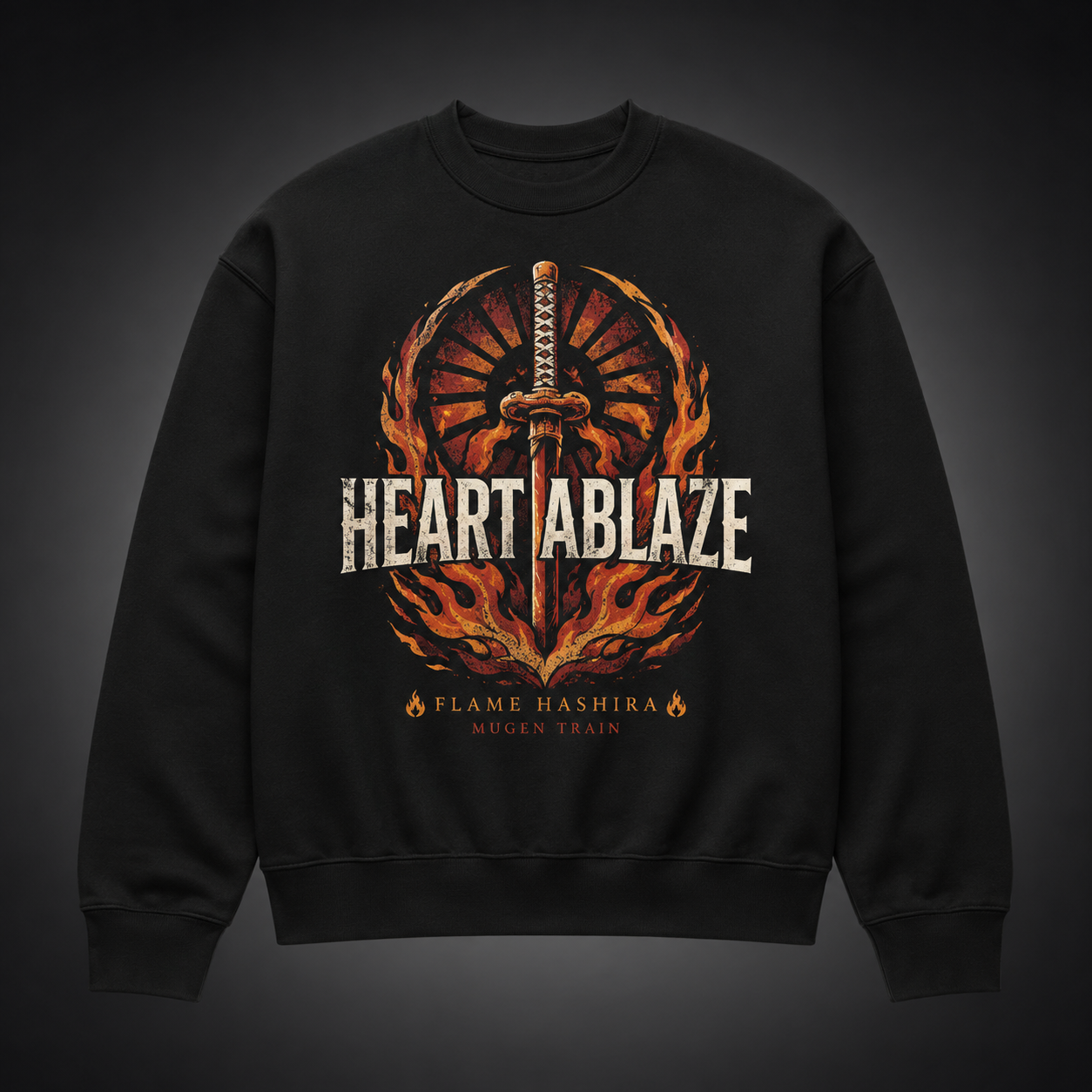 Black sweatshirt with Kyojuro Rengoku Demon Slayer Heart Ablaze Rengoku graphic – photo 2