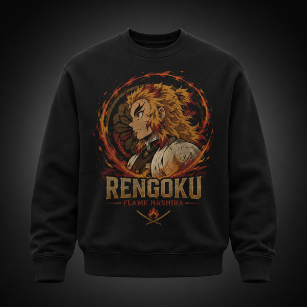 Black sweatshirt with Kyojuro Rengoku Demon Slayer Ninth Form Rengoku graphic – photo 2