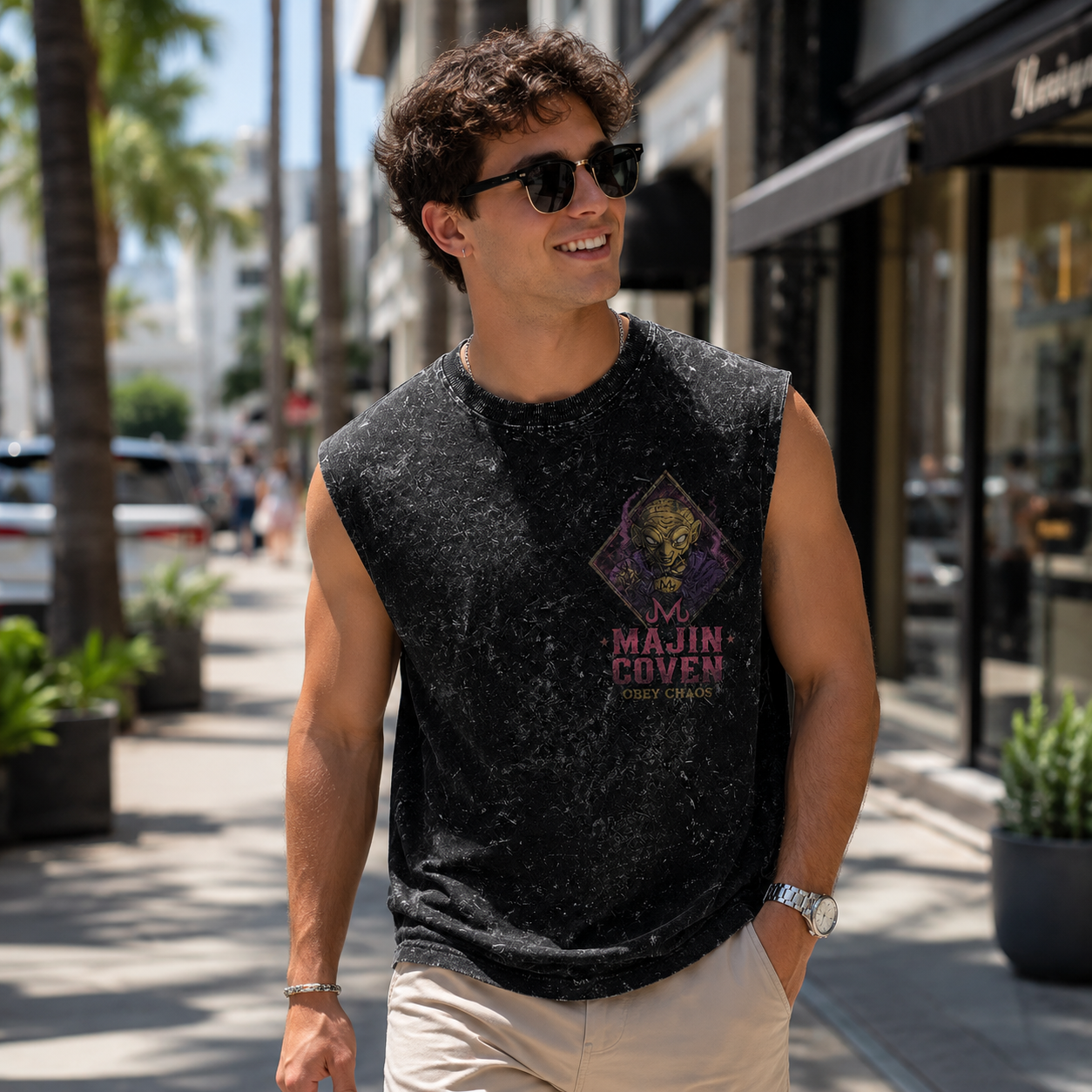 Washed black tank top with Majin Buu & Babidi Dragon Ball Majin Coven graphic – photo 4