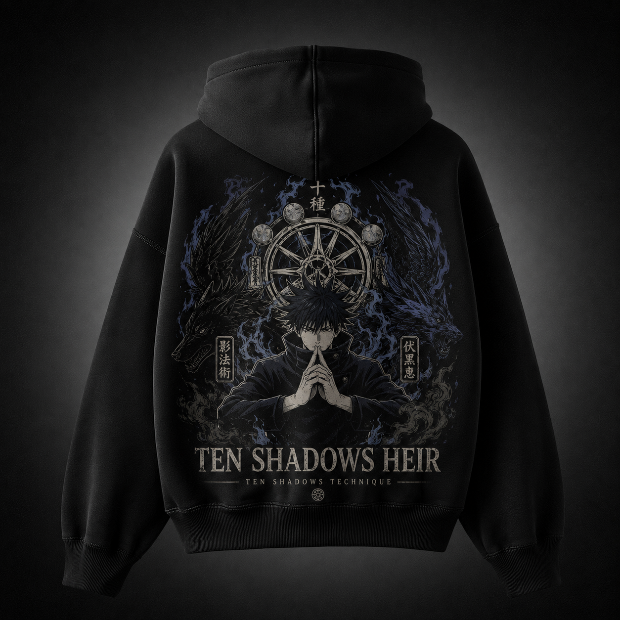 Black hoodie with Megumi Fushiguro Jujutsu Kaisen Ten Shadows Heir graphic – photo 1