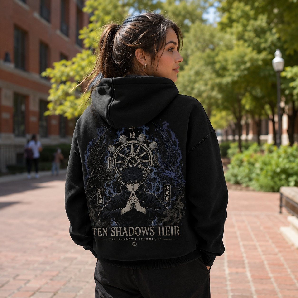 Black hoodie with Megumi Fushiguro Jujutsu Kaisen Ten Shadows Heir graphic – photo 3