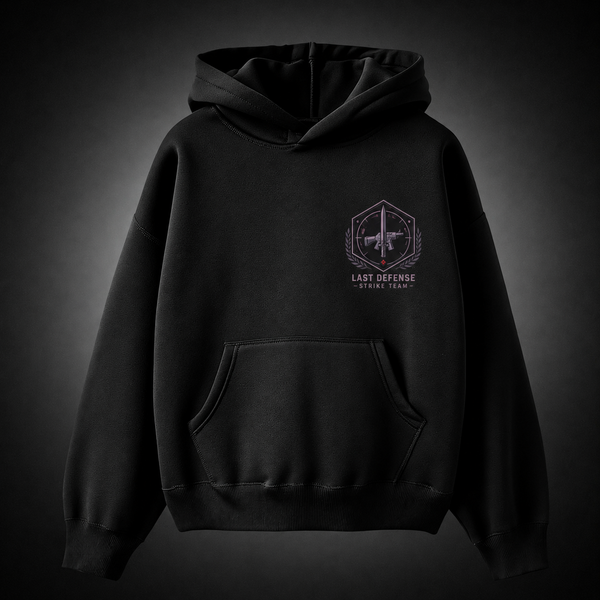 Black hoodie with Mina Ashiro & Reno Ichikawa Kaiju No. 8 Last Defense graphic – photo 2