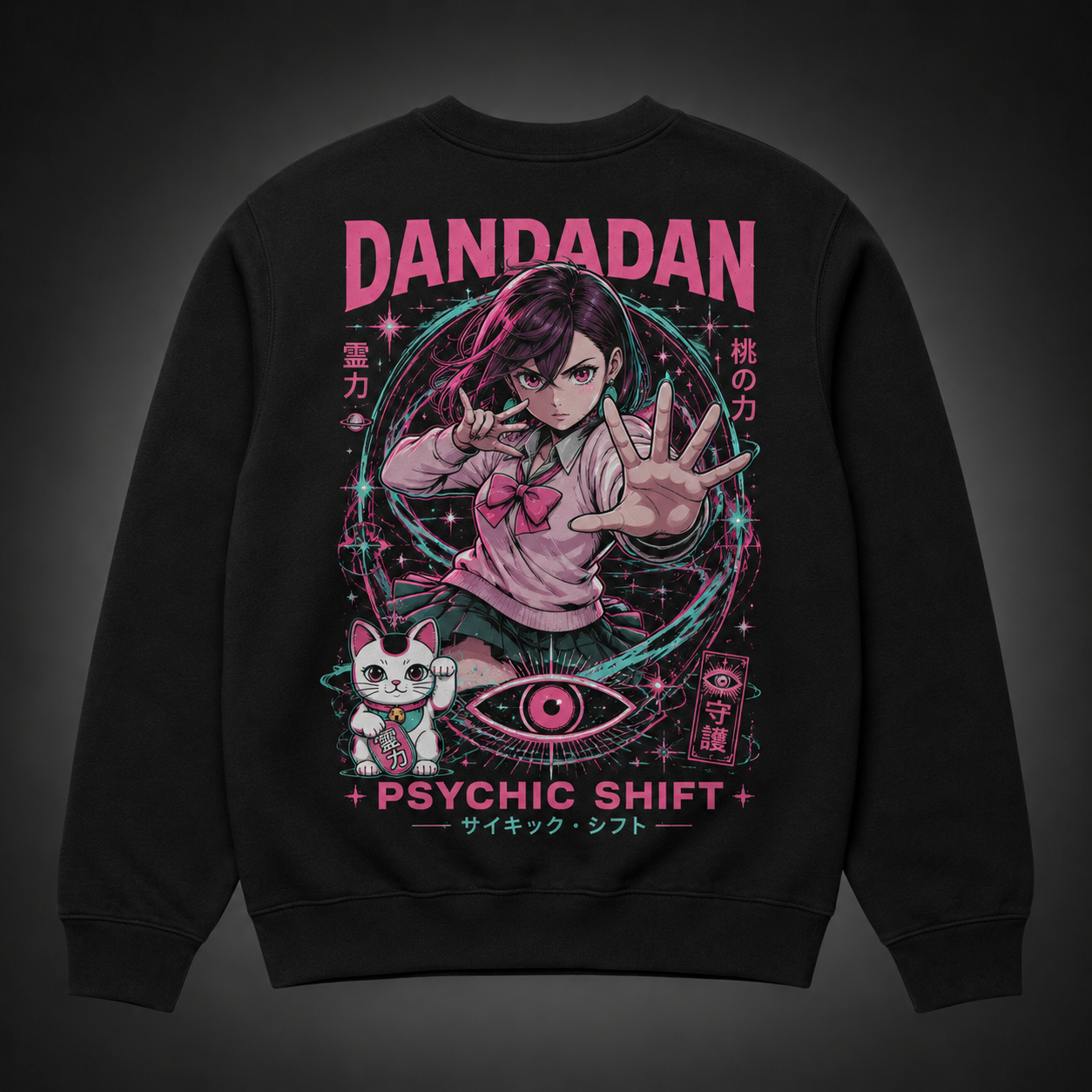 Black sweatshirt with Momo Ayase Dandadan Psychic Shift graphic – photo 1
