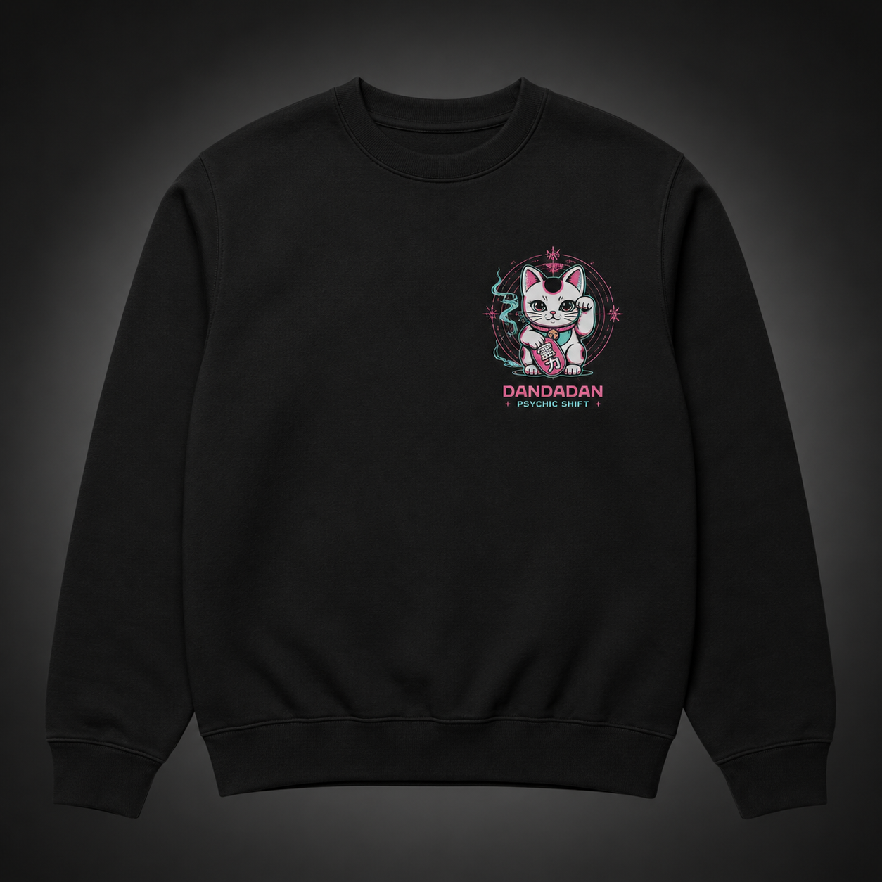 Black sweatshirt with Momo Ayase Dandadan Psychic Shift graphic – photo 2