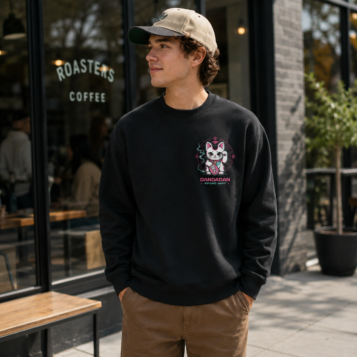 Black sweatshirt with Momo Ayase Dandadan Psychic Shift graphic – photo 4