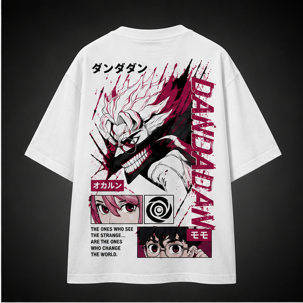 White t-shirt with Momo Ayase & Ken Takakura Dandadan See The Strange graphic – photo 1