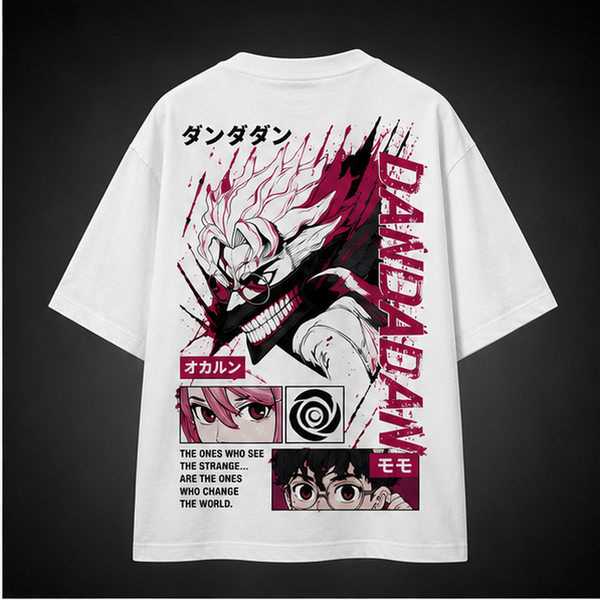 White t-shirt with Momo Ayase & Ken Takakura Dandadan See The Strange graphic – photo 1