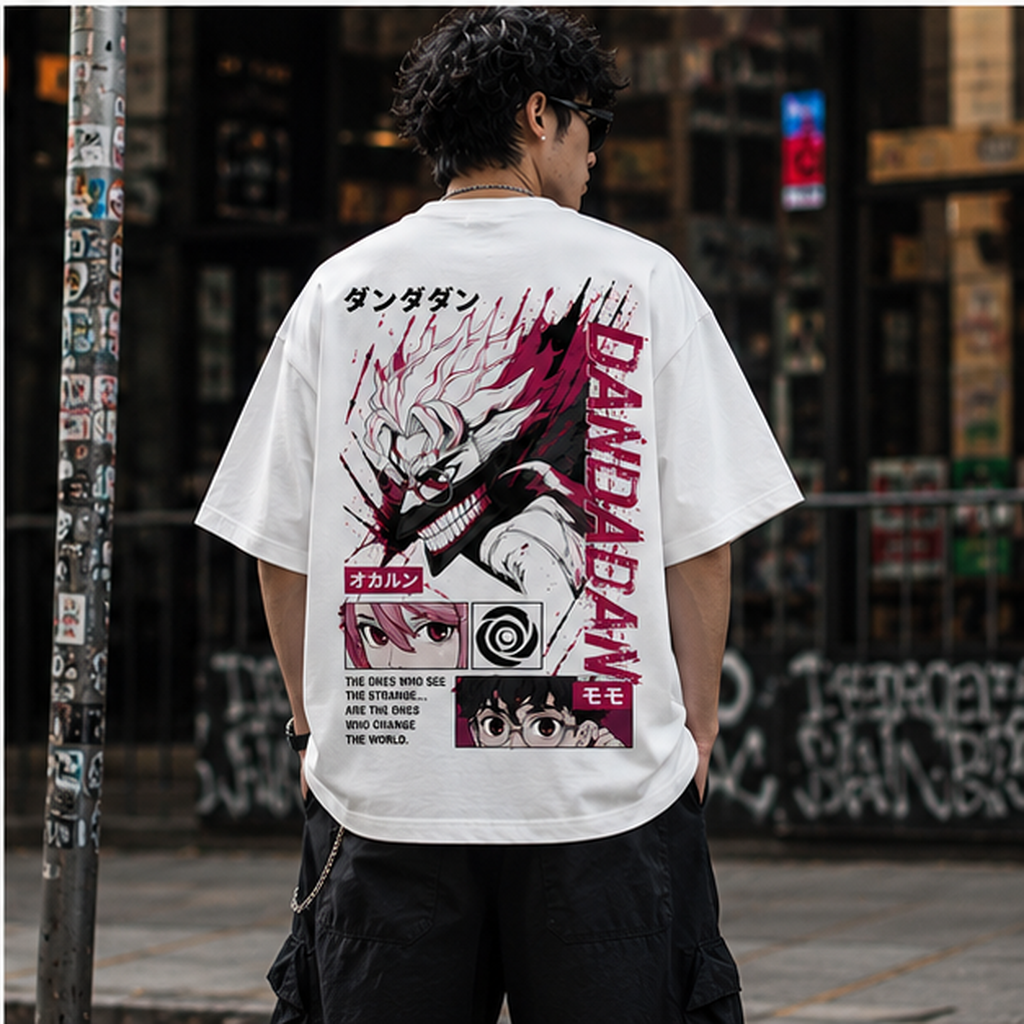 White t-shirt with Momo Ayase & Ken Takakura Dandadan See The Strange graphic – photo 3