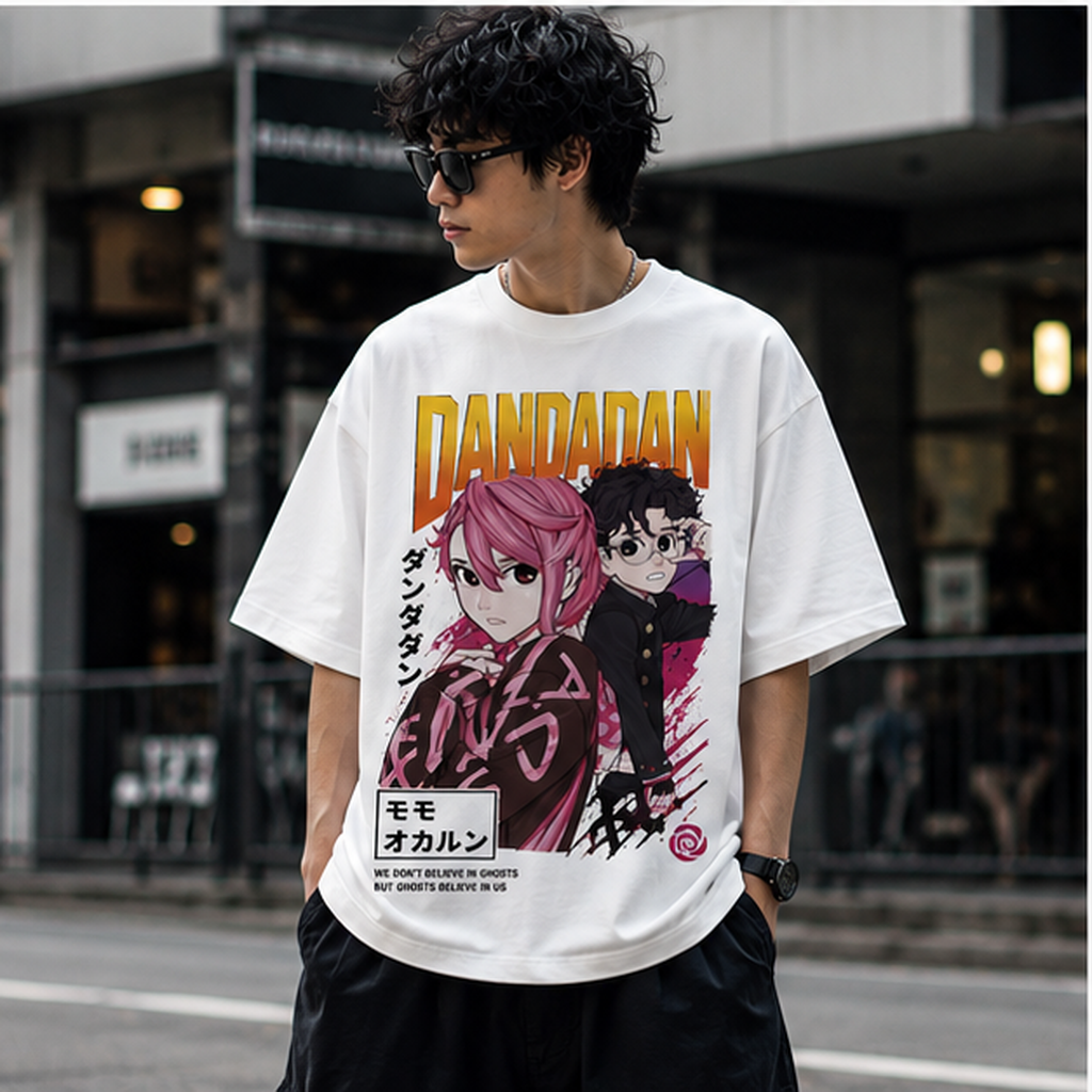 White t-shirt with Momo Ayase & Ken Takakura Dandadan See The Strange graphic – photo 4