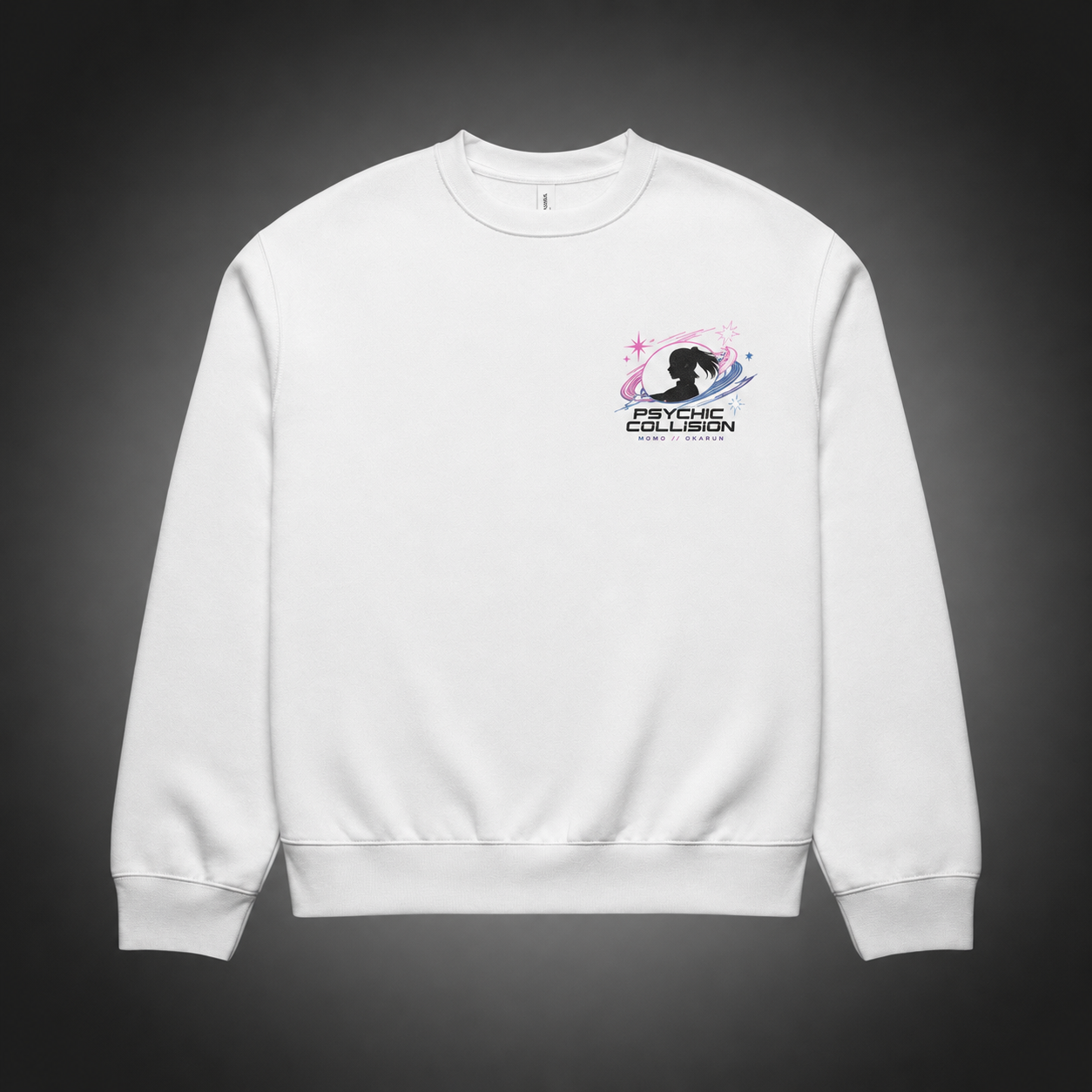 White sweatshirt with Momo Ayase & Okarun Dandadan Psychic Collision graphic – photo 2