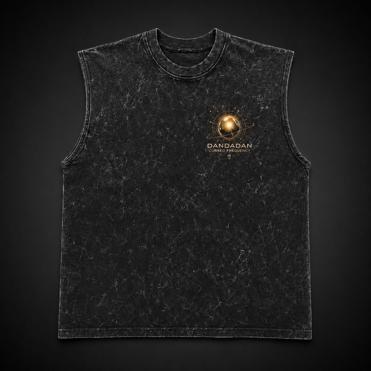 Washed black tank top with Momo Ayase & Turbo Granny Dandadan Speed Of The Occult graphic – photo 2