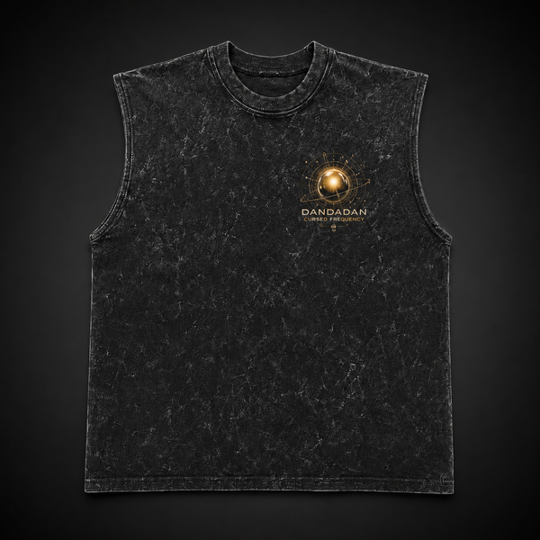 Washed black tank top with Momo Ayase & Turbo Granny Dandadan Speed Of The Occult graphic – photo 2