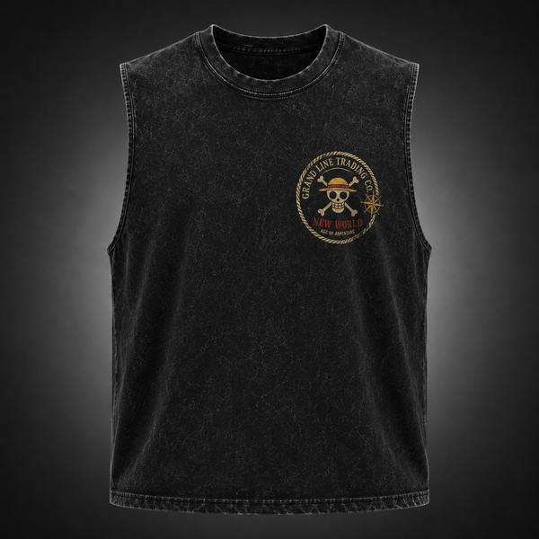 Washed black tank top with Monkey D. Luffy One Piece Age Of Adventure graphic – photo 2
