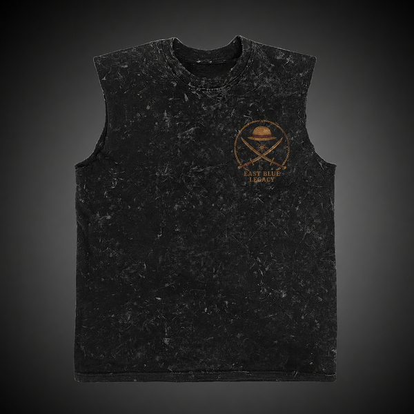 Washed black tank top with Monkey D. Luffy One Piece Chase The Horizon graphic – photo 2