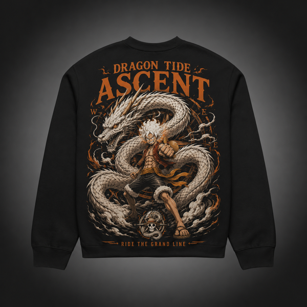 Black sweatshirt with Monkey D. Luffy One Piece Dragon Tide Ascent graphic – photo 1