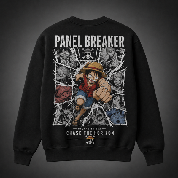 Black sweatshirt with Monkey D. Luffy One Piece Panel Breaker graphic – photo 1