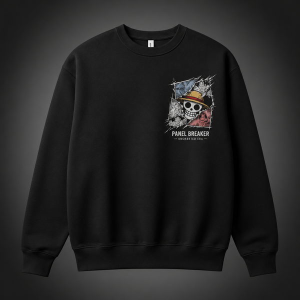 Black sweatshirt with Monkey D. Luffy One Piece Panel Breaker graphic – photo 2