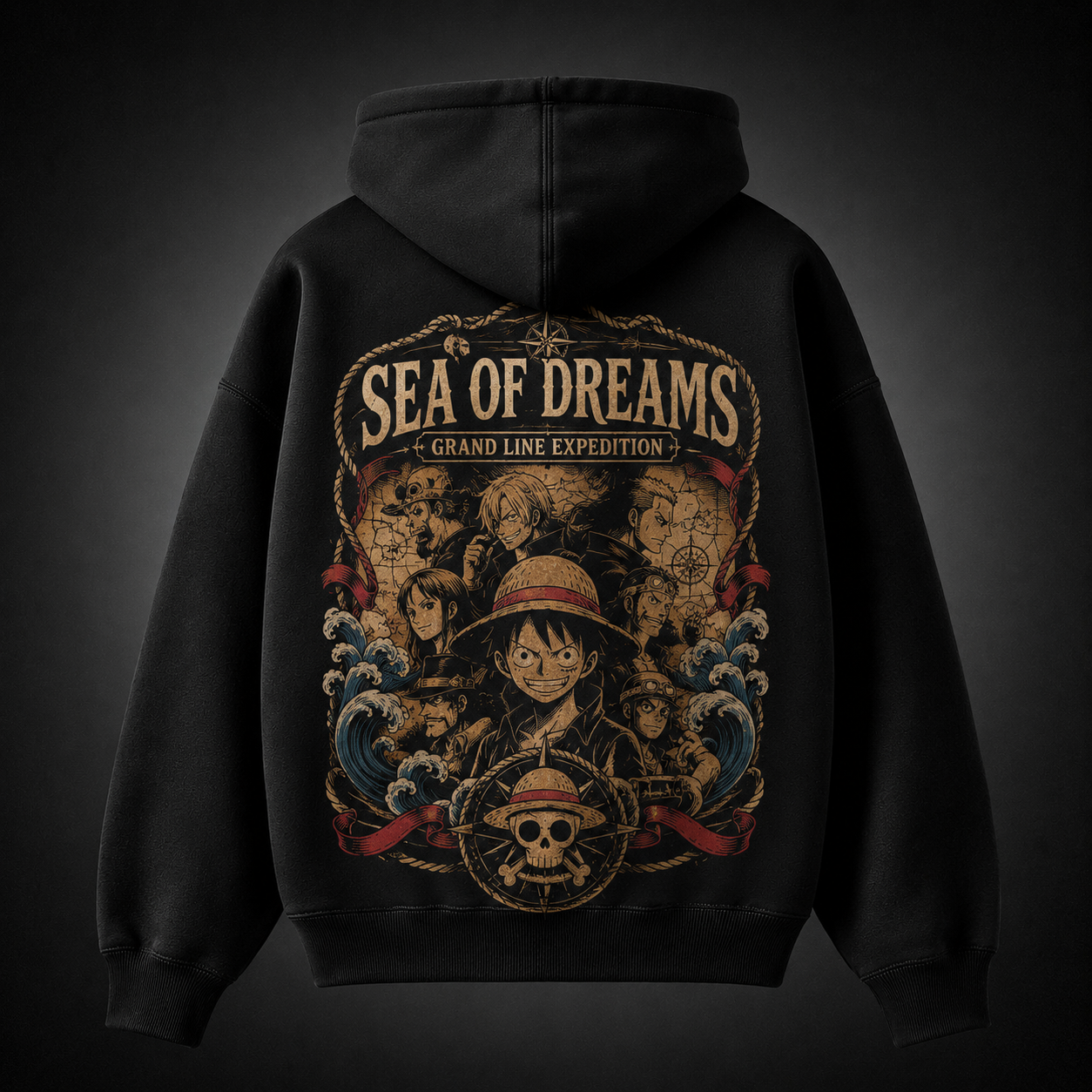 Black hoodie with Monkey D. Luffy One Piece Sea Of Dreams graphic – photo 1