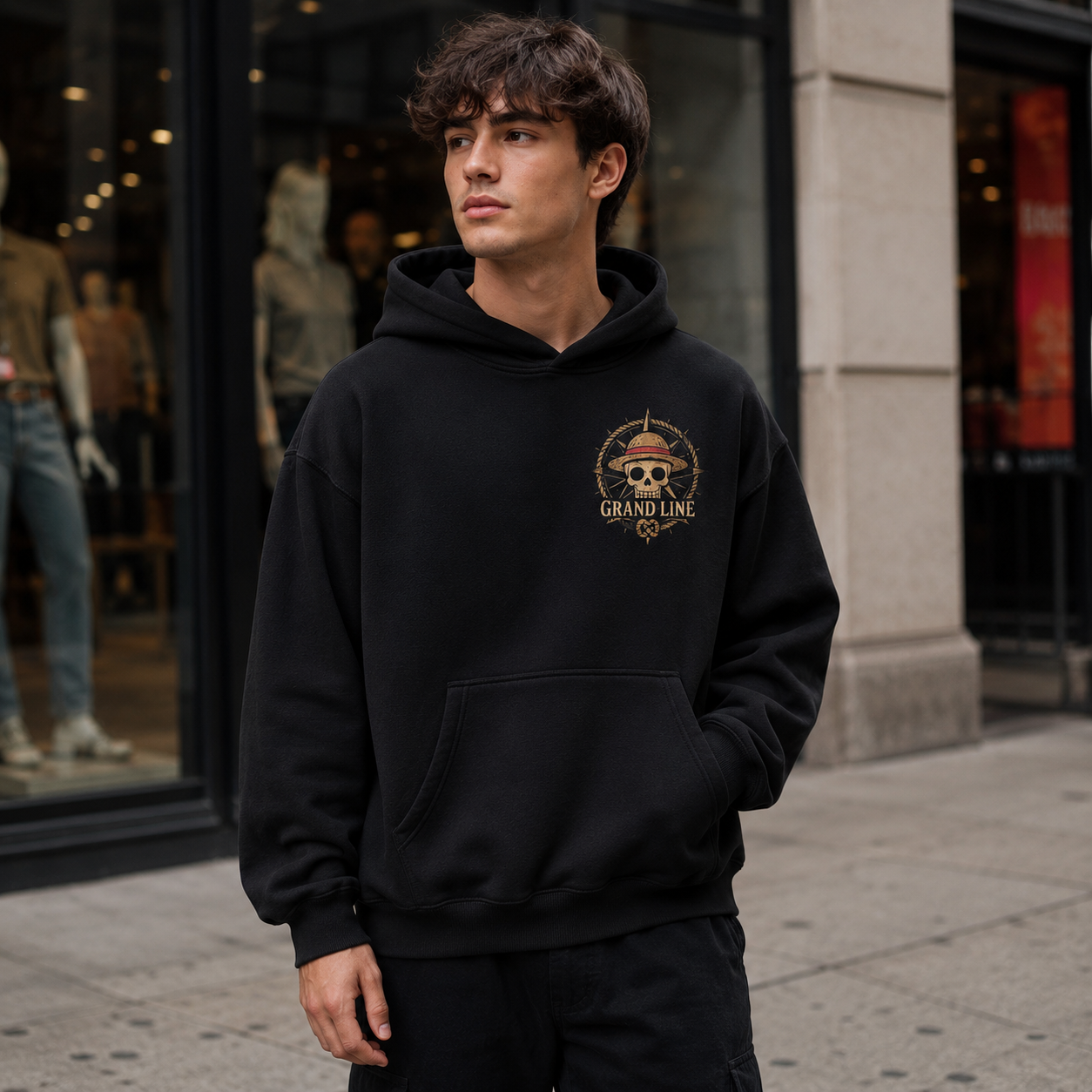 Black hoodie with Monkey D. Luffy One Piece Sea Of Dreams graphic – photo 4