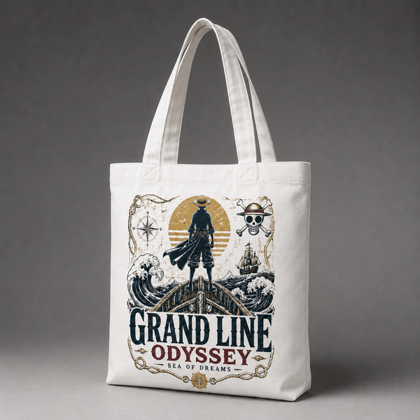 White tote bag with Monkey D. Luffy One Piece Sea Of Dreams graphic – photo 2