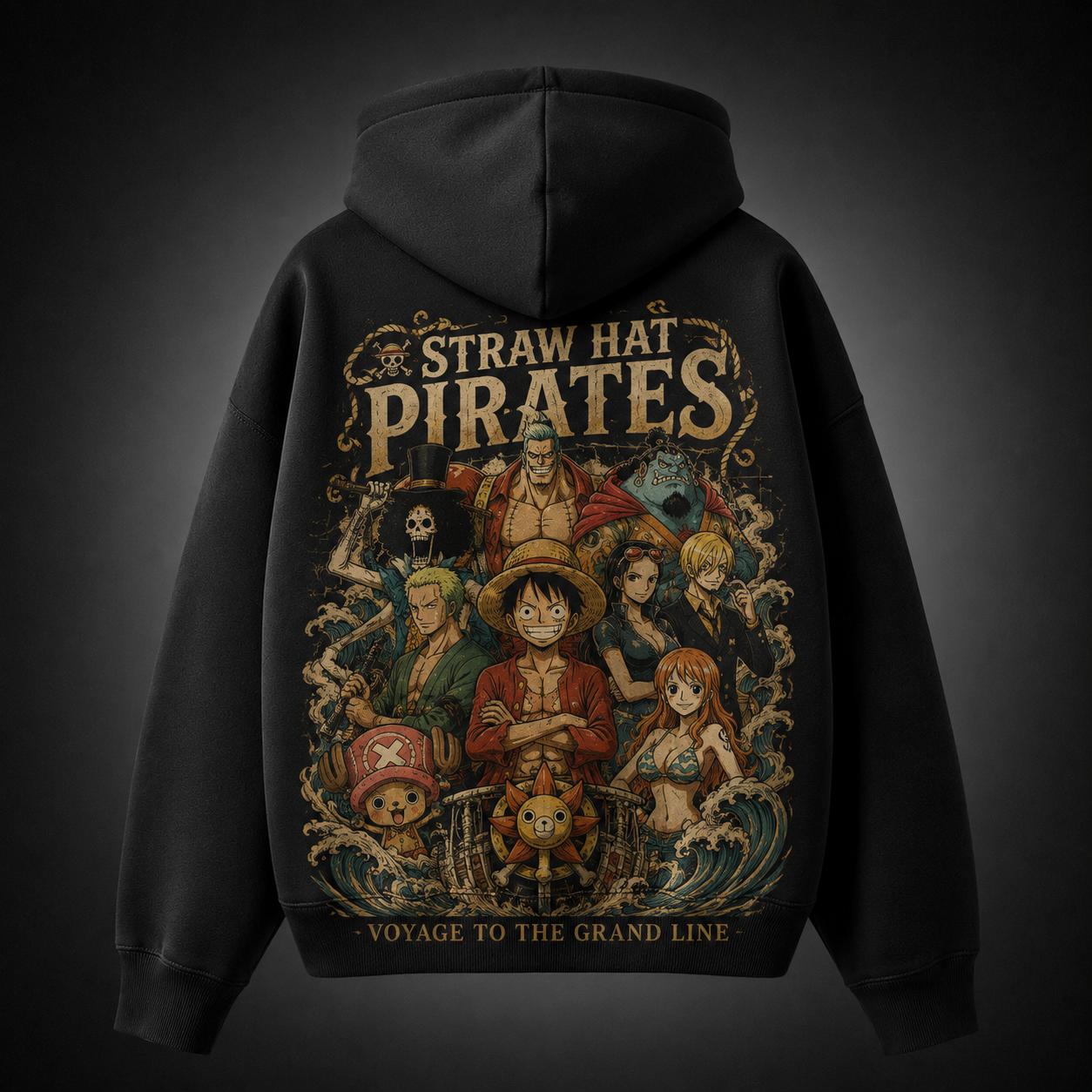 Black hoodie with Monkey D. Luffy One Piece Straw Hat Pirates graphic – photo 1