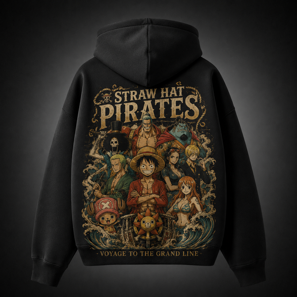 Black hoodie with Monkey D. Luffy One Piece Straw Hat Pirates graphic – photo 1