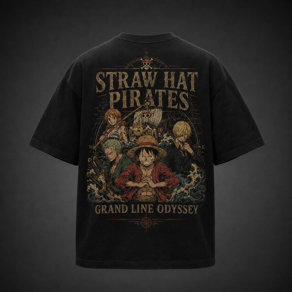 Black t-shirt with Monkey D. Luffy One Piece Straw Hat Pirates graphic – photo 1