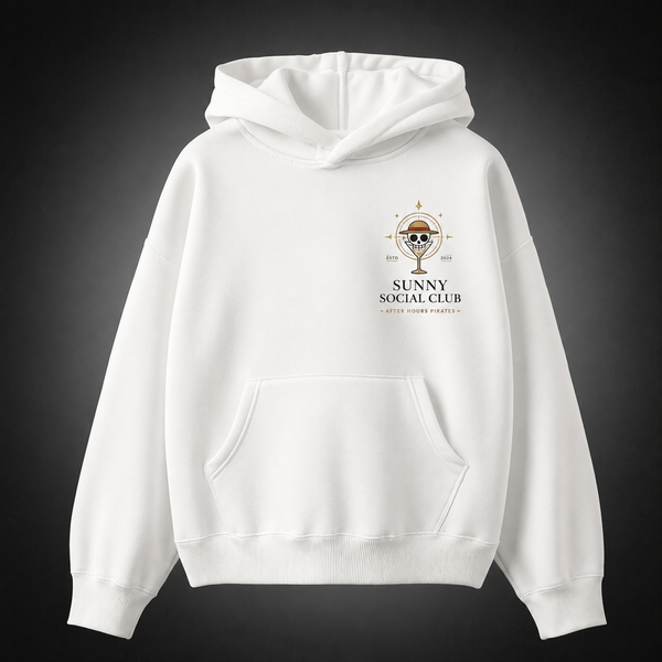 White hoodie with Monkey D. Luffy One Piece Sunny Social Club graphic – photo 2