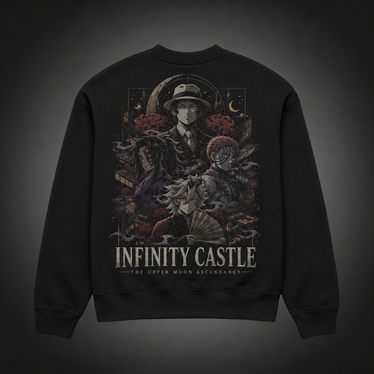 Black sweatshirt with Muzan Kibutsuji Demon Slayer Infinity Castle Ascendancy graphic – photo 1