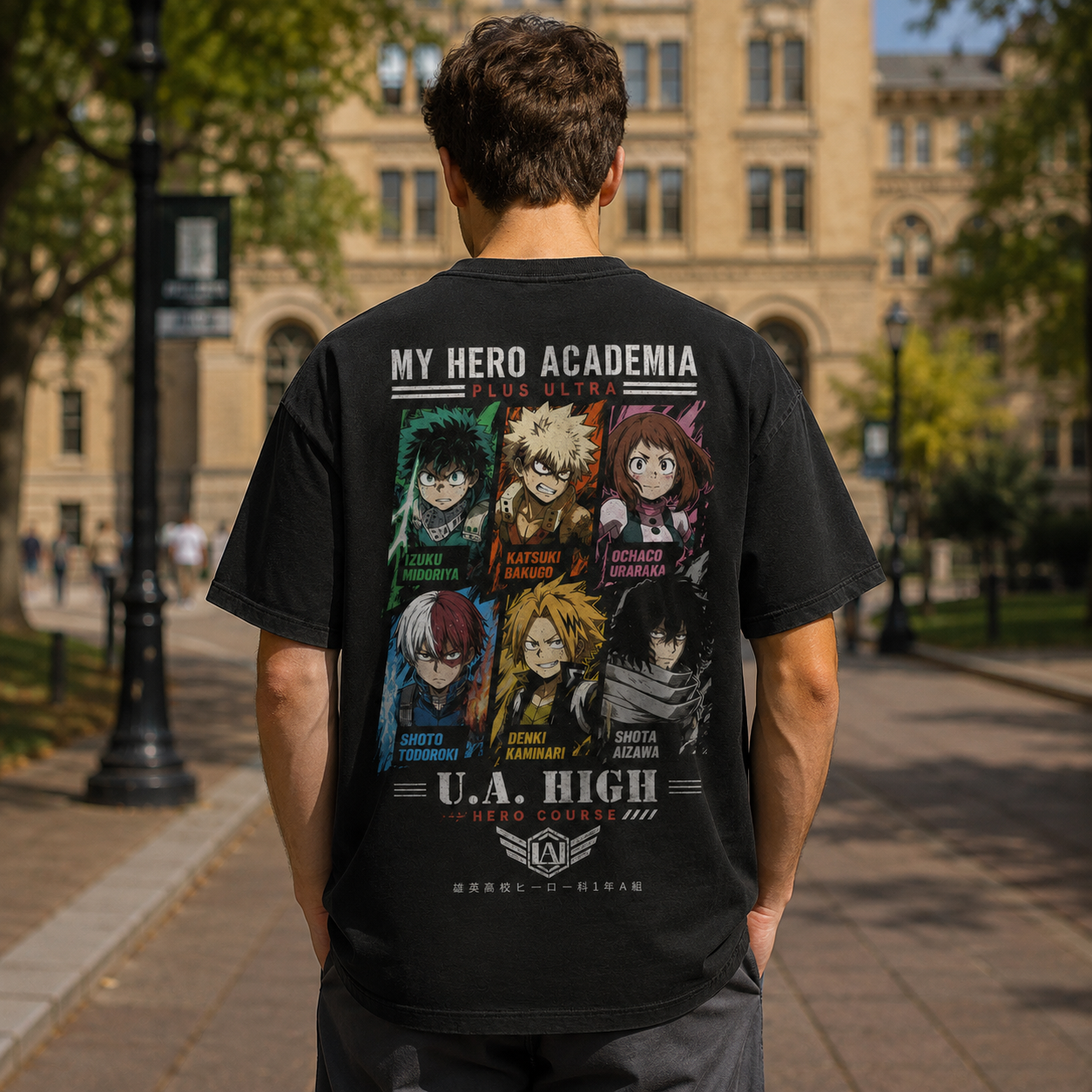 Black t-shirt with My Hero Academia U.A. High Hero Course graphic – photo 3