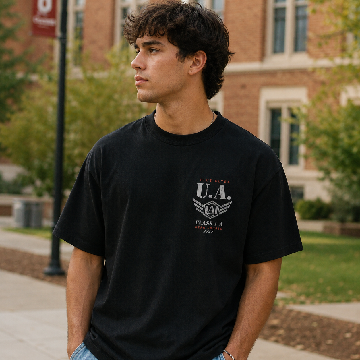 Black t-shirt with My Hero Academia U.A. High Hero Course graphic – photo 4