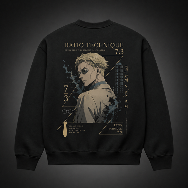 Black sweatshirt with Nanami Kento Jujutsu Kaisen Ratio Technique graphic – photo 1