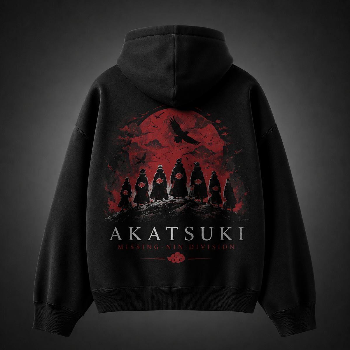 Black hoodie with Naruto Akatsuki Blood Moon graphic – photo 1
