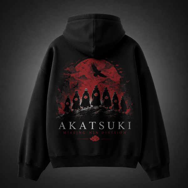 Black hoodie with Naruto Akatsuki Blood Moon graphic – photo 1