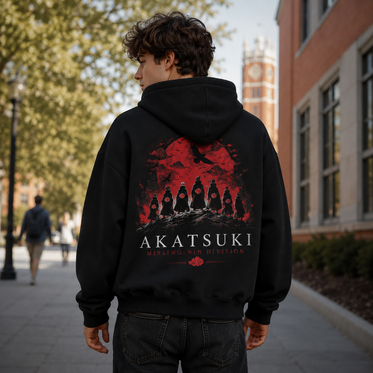 Black hoodie with Naruto Akatsuki Blood Moon graphic – photo 3