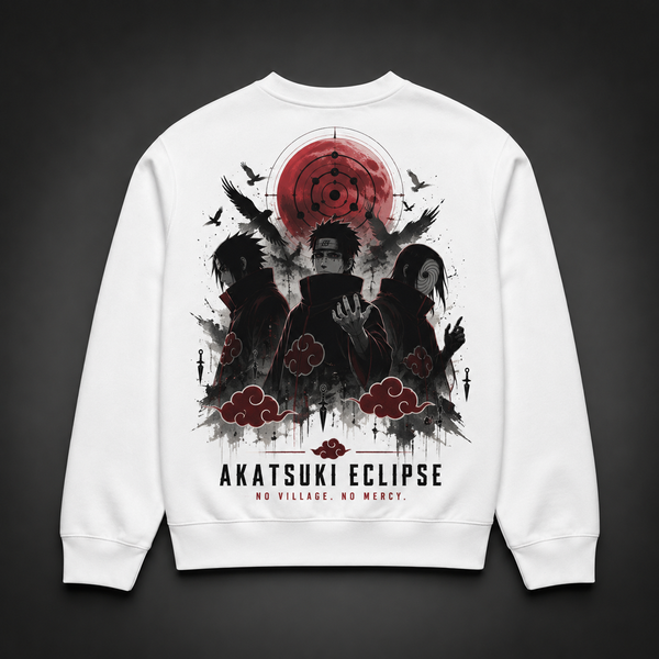 White sweatshirt with Naruto Akatsuki Eclipse Crest graphic – photo 2