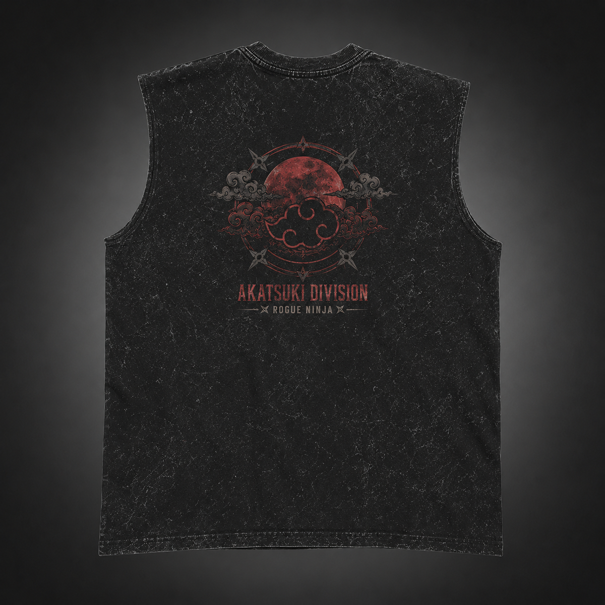 Washed black tank top with Naruto Rogue Ninja Akatsuki graphic – photo 2
