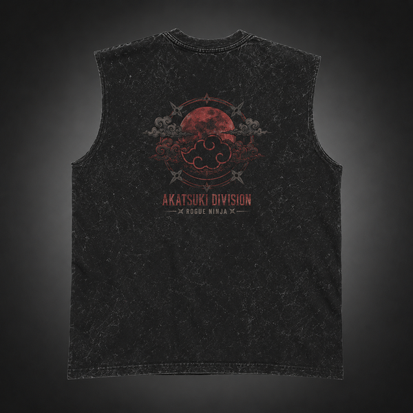 Washed black tank top with Naruto Rogue Ninja Akatsuki graphic – photo 2