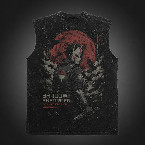 Washed black tank top with Naruto Shadow Enforcer graphic – photo 1