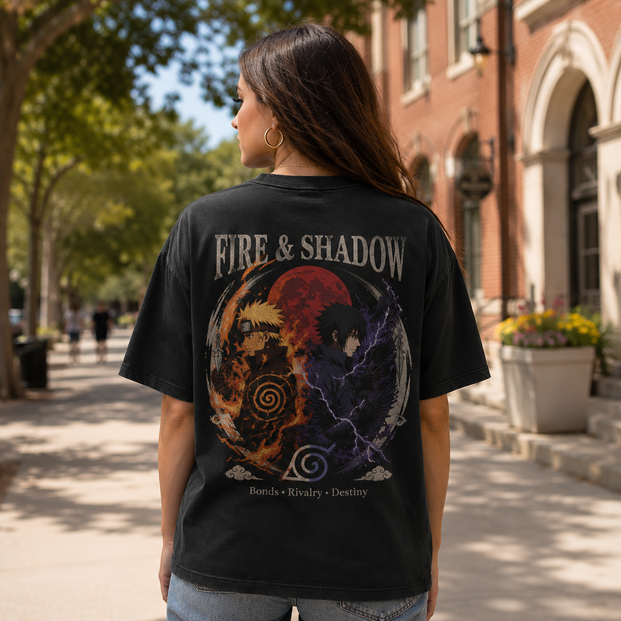 Black t-shirt with Naruto Uzumaki Naruto Fire And Shadow graphic – photo 3